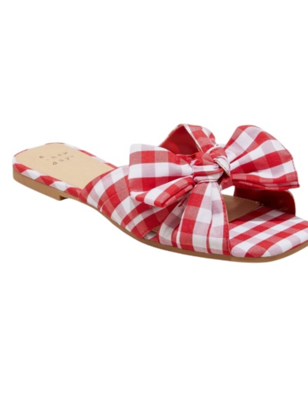 Red Gingham Bow Slide Sandals. Size 10. - Picture 4 of 4